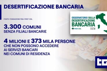 Desertificazione bancaria, al Tg1 l’analisi della Fondazione Fiba di First Cisl