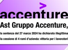 Ast Gruppo Accenture, dichiarata illegittima la cessione di quattro rami d’azienda: vittoria per i lavoratori