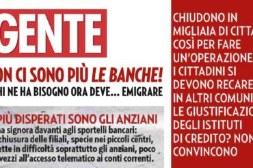 Gente rilancia i dati First Cisl sulla desertificazione bancaria: sportelli chiudono, cittadini emigrano