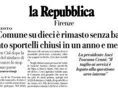 La Repubblica rilancia i dati First Cisl sulla desertificazione bancaria in Toscana. Un comune su dieci è senza banca