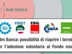 Bdm Banca: possibilità di riaprire i termini per l’adesione volontaria al Fondo esodi