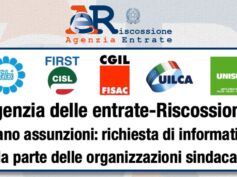 Agenzia delle Entrate-riscossione, piano assunzioni: richiesta di informativa da parte delle organizzazioni sindacali