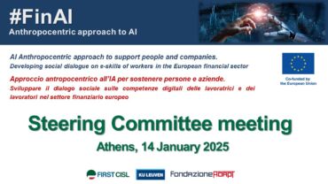 Progetto europeo #FinAI sulla transizione digitale, il 14 gennaio ad Atene la seconda tappa del progetto coordinato da First Cisl 