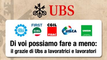 Ubs annuncia 180 esuberi. I sindacati: riduzione degli esuberi dichiarati e volontarietà