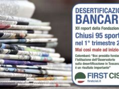 Desertificazione bancaria, sulla stampa il nuovo report di First Cisl: in tre mesi chiusi 95 sportelli, è il peggior inizio d’anno di sempre