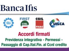 Banca Ifis, firmati accordi in tema di previdenza integrativa, permessi e passaggio di Cap.Ital.Fin. al Ccnl del credito