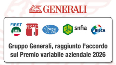 Assicurativi, Gruppo Generali: raggiunto l’accordo sul Premio variabile 2026