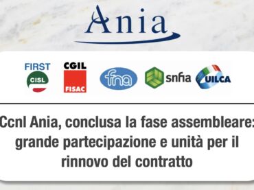 Assicurativi. Piattaforma Ccnl Ania, conclusa la fase assembleare: grande partecipazione e unità per il rinnovo del contratto