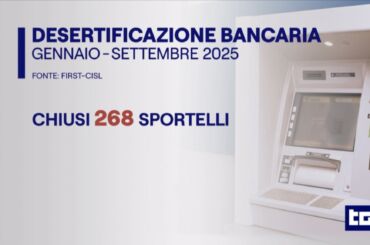 Desertificazione bancaria, i dati dell’Osservatorio First Cisl al Tg1