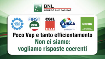 Bnl, i sindacati: poco Vap e tanto efficientamento