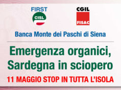 Banca Monte dei Paschi di Siena: emergenza organici, l’11 maggio Sardegna in sciopero