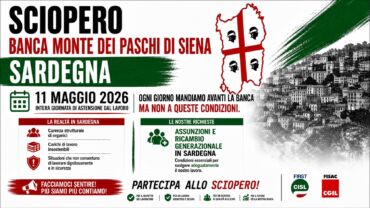 Mps. Lunedì 11 maggio sciopero Monte dei Paschi in Sardegna