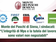 Mps, i sindacati: integrità della banca e tutela del lavoro sono valori non negoziabili