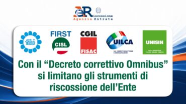 Ader, i sindacati: con il Decreto correttivo Omnibus si limitano gli strumenti di riscossione all’Ente nazionale di riscossione