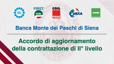 Mps, sottoscritto l’accordo di aggiornamento della contrattazione di 2° livello