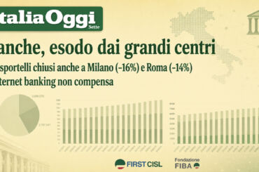 Desertificazione bancaria, ItaliaOggi rilancia i dati First Cisl: esodo degli sportelli dai grandi centri