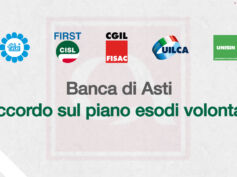 Banca di Asti, accordo sul piano esodi volontari