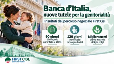 Banca d’Italia, nuove tutele per la genitorialità: i risultati del percorso negoziale First Cisl